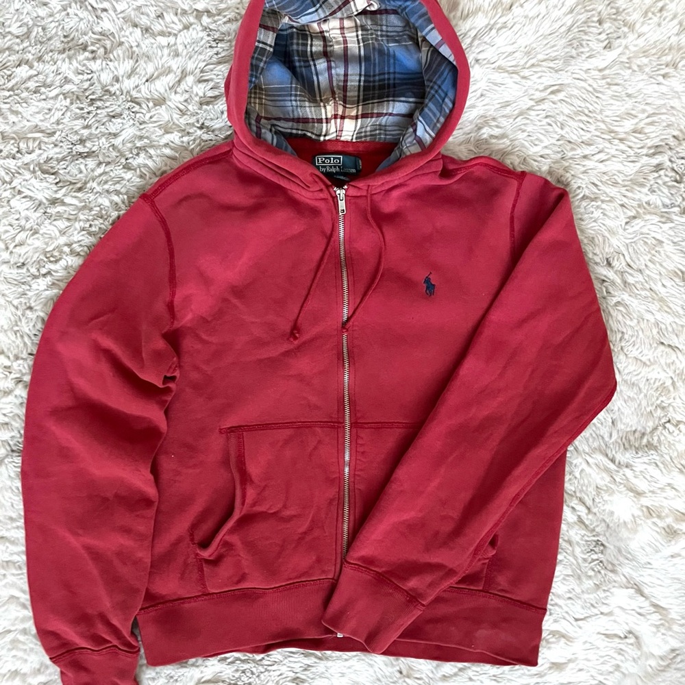 Polo by Ralph Lauren Men's Red Zip Up Hoodie